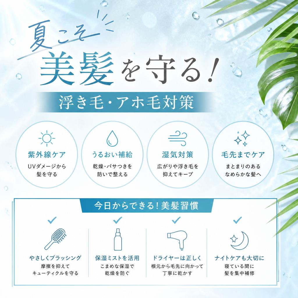 夏こそ美髪を守る！浮き毛・アホ毛対策