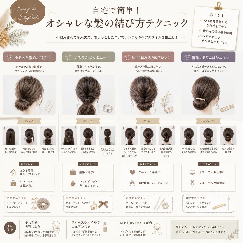 簡単にできる!おしゃれな髪の結び方
