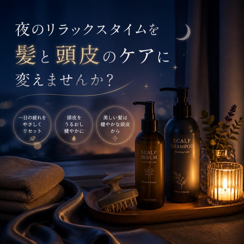 夜のリラックスタイムを髪と頭皮のケアに変えませんか？