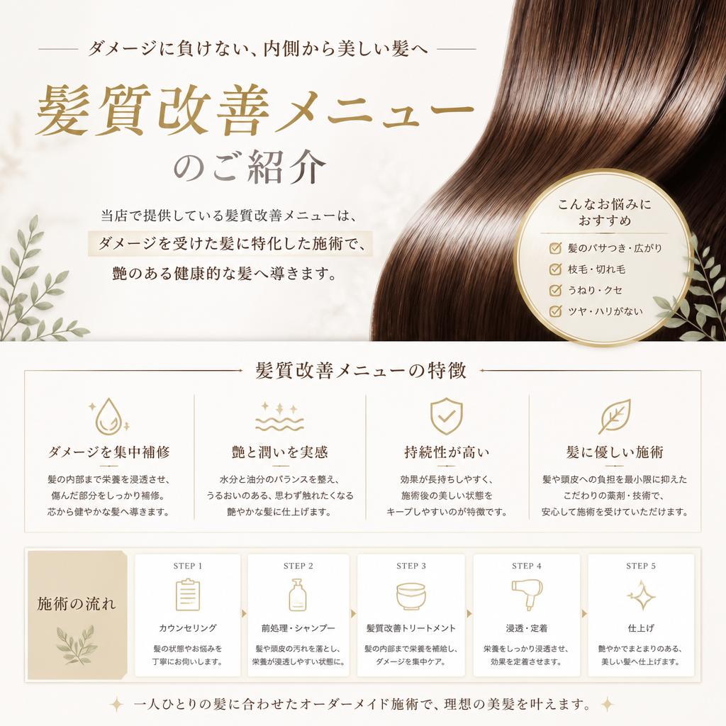 おすすめの髪質改善メニュー