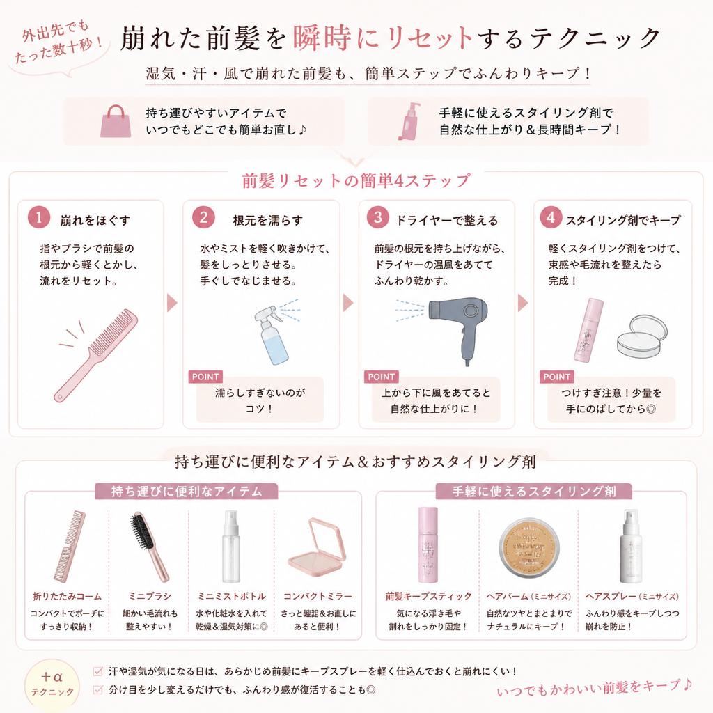 2. 簡単前髪直しテクニック