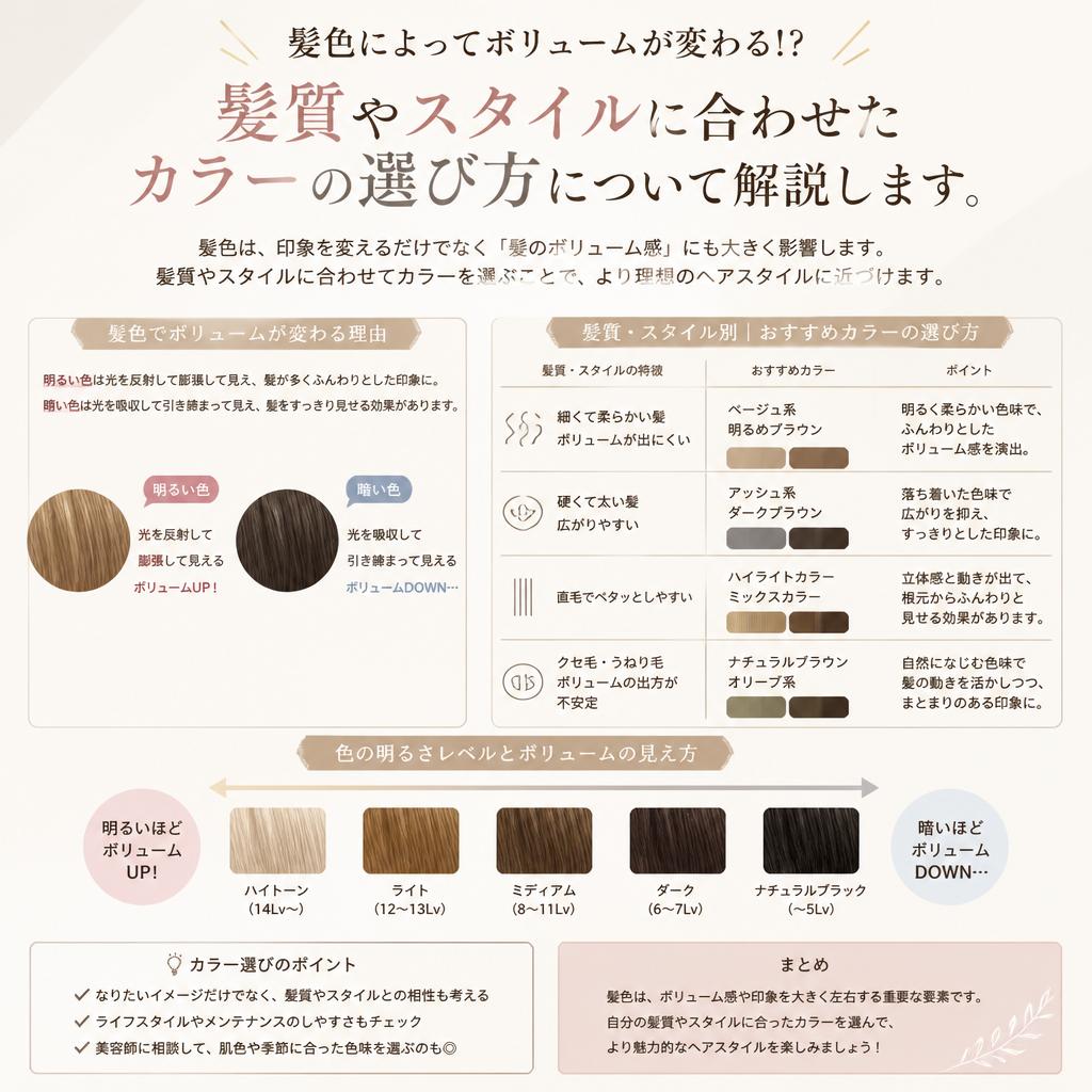 ボリューム感を出すヘアカラーの選び方