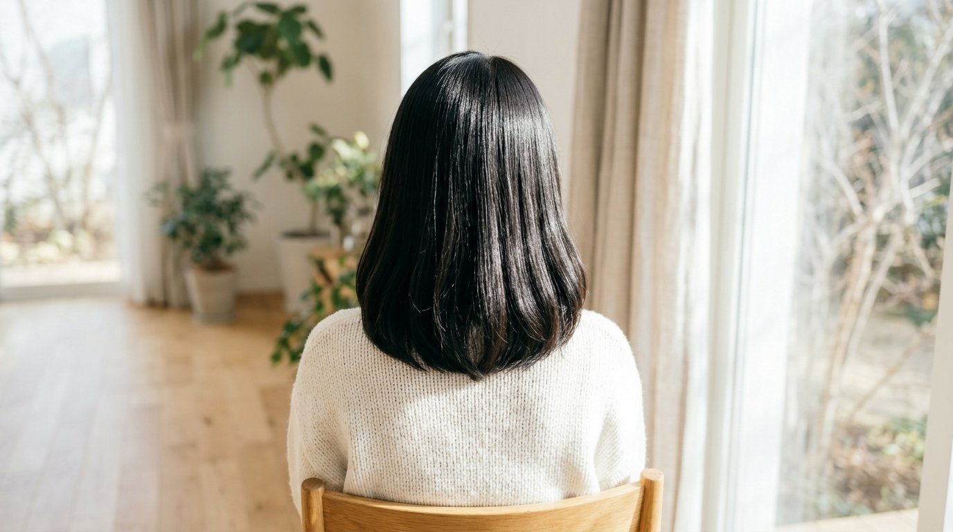 冬の朝の毛先のはねと乾かす前のひと手間｜SQUTE01｜福井市の美容室 vanfamily四ツ居店
