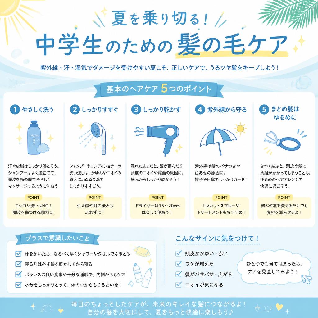 夏を乗り切る！中学生のための髪の毛ケア