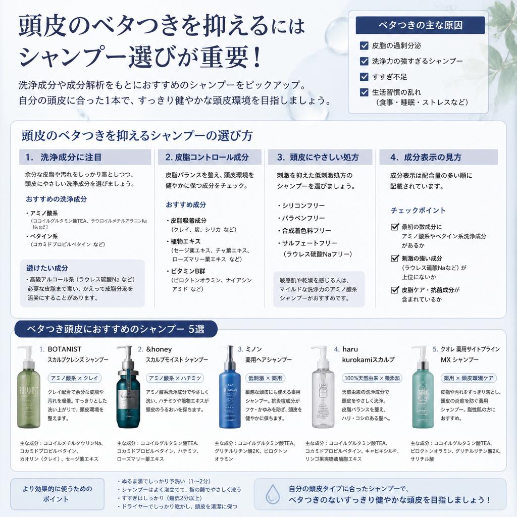 ベタつき解消シャンプーの選び方