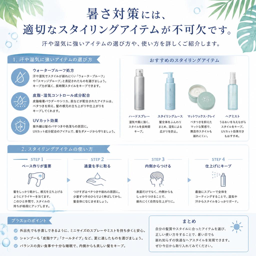 暑さ対策を考えたスタイリングアイテム