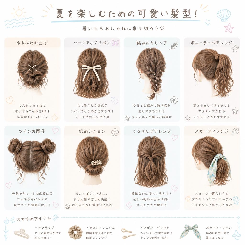 夏を楽しむための可愛い髪型！