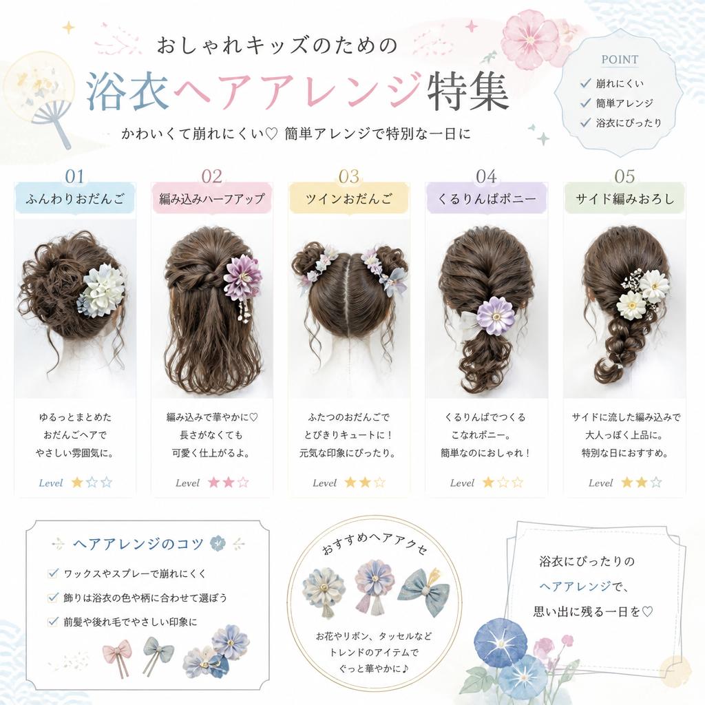 おしゃれキッズのための浴衣ヘアアレンジ特集