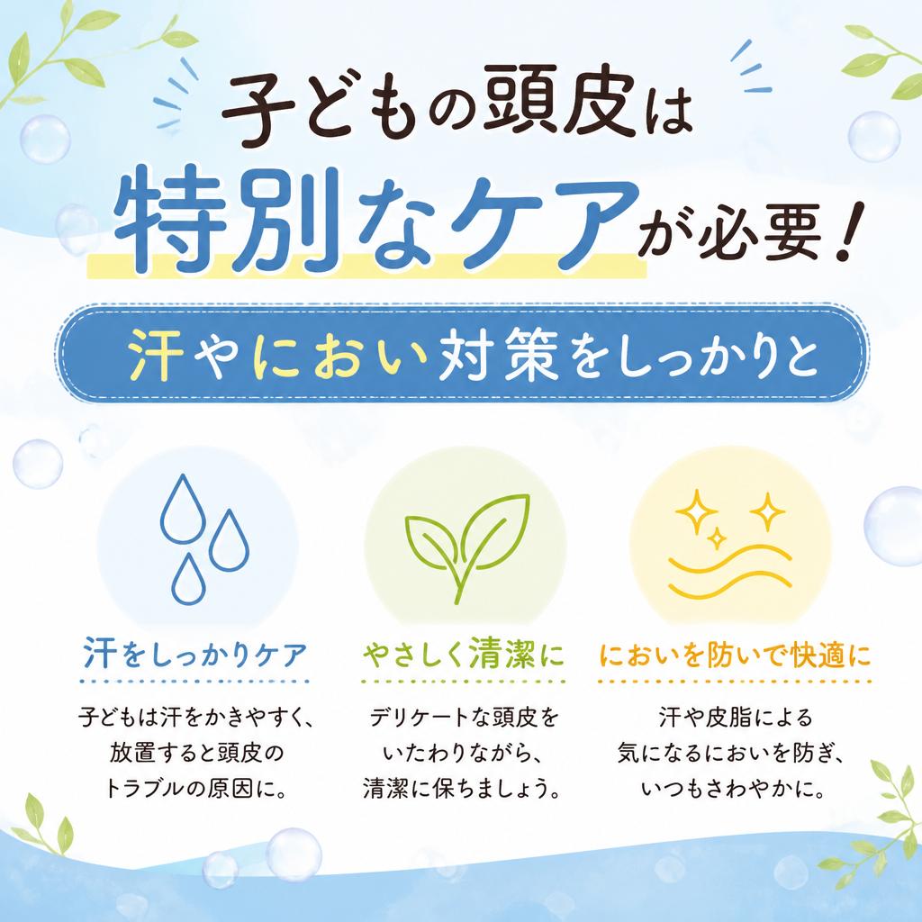 子どもの頭皮は特別なケアが必要！汗やにおい対策をしっかりと
