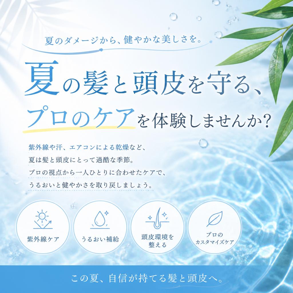 夏の髪と頭皮を守る、プロのケアを体験しませんか？