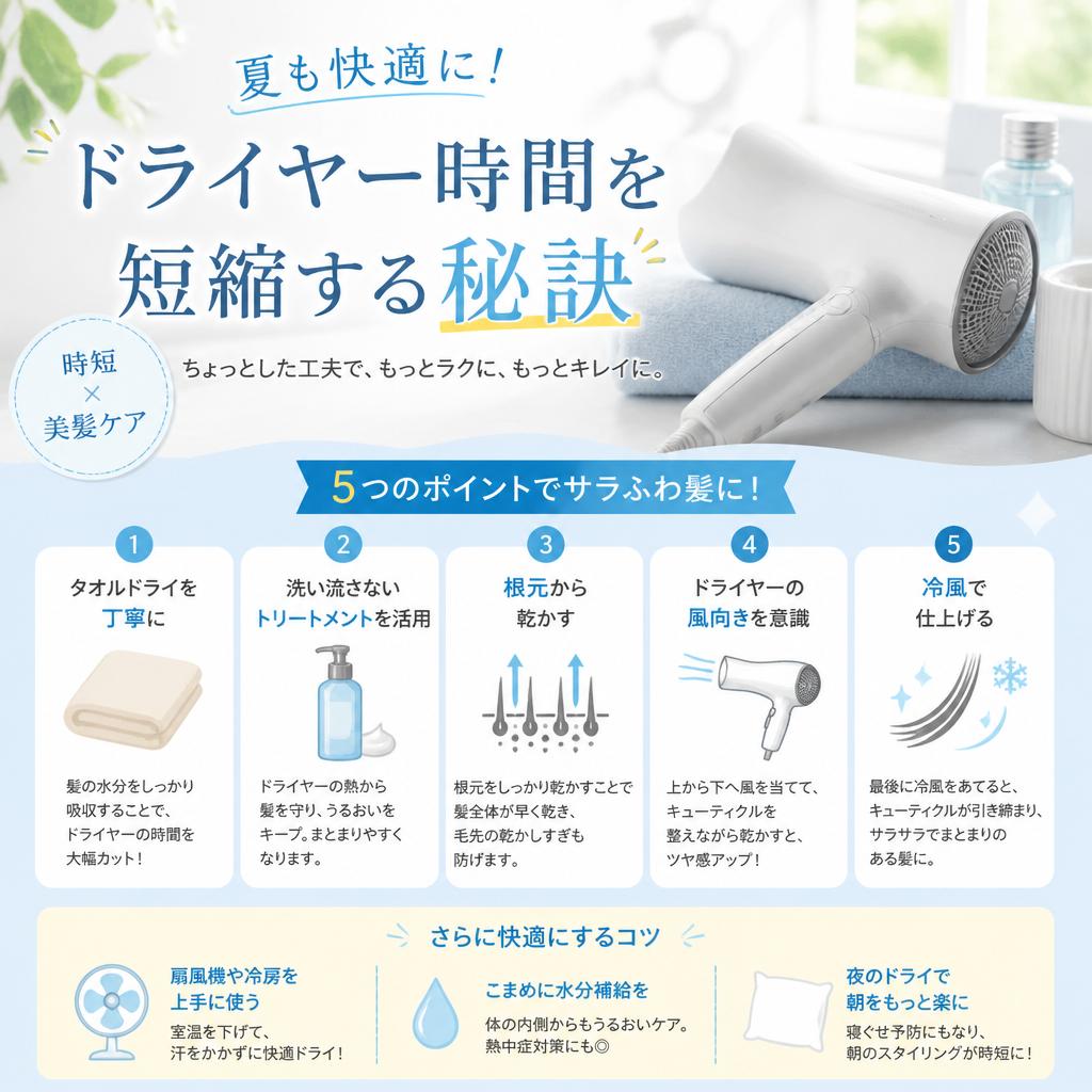 夏も快適に！ドライヤー時間を短縮する秘訣