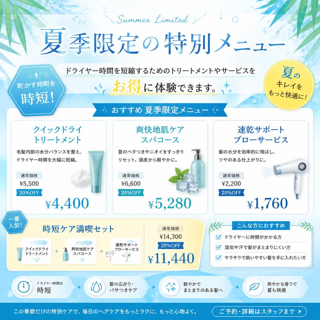 夏限定！お得なメニュー